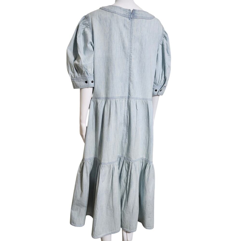 Lauren Ralph Lauren Black Label Chambray Puff-Sleeve Dress Plus Size 18W Pockets - Picture 13 of 15